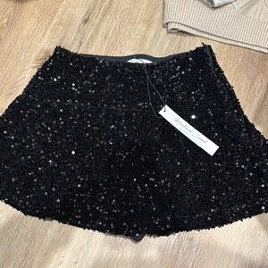 Mustard Seed Black Sequin Mini Skirt